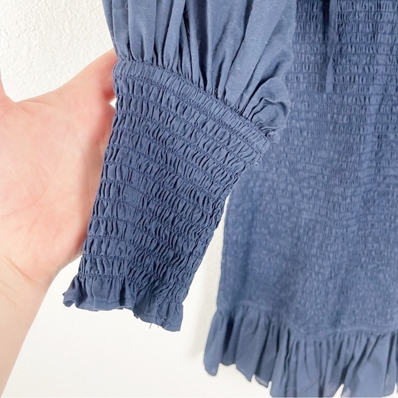 Rhode Resort Anya V-Neck Long Sleeve Smocked Mini Dress Casual Cocktail Summer - Picture 5 of 8